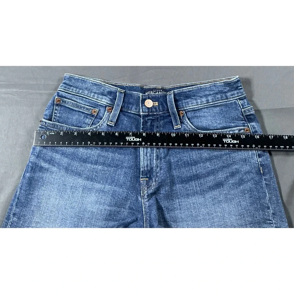 J.Crew Mercantile Womens Denim Shorts Blue Raw Hem High Rise Size 25 US 2
